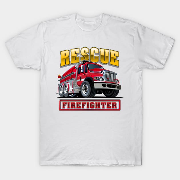 Cartoon Fire Truck T-Shirt by Mechanik